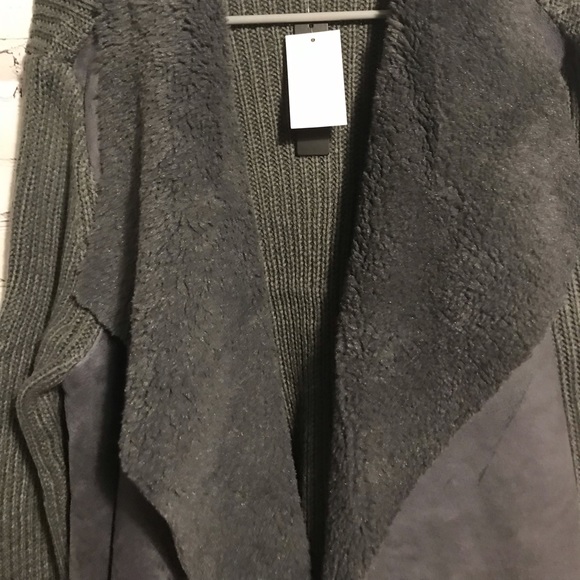 Sherpa draped soft and fuzz knit open front jacket - Picture 2 of 7